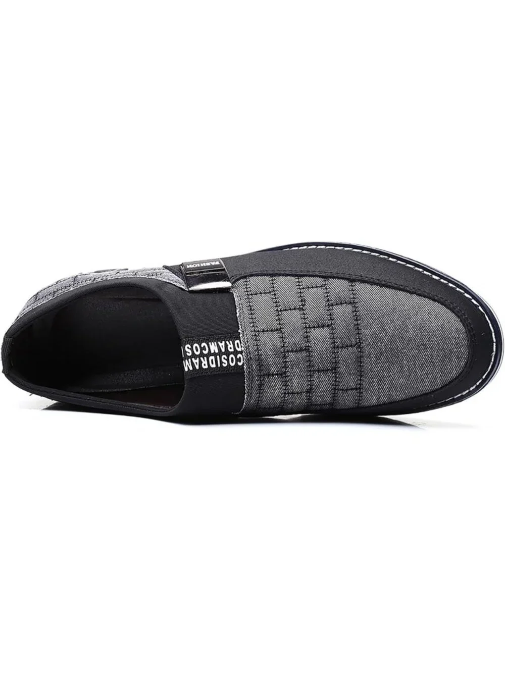 Men's Black & Grey Grid Textured Two-tone Flexible Derby Oxfords Dress Sneakers